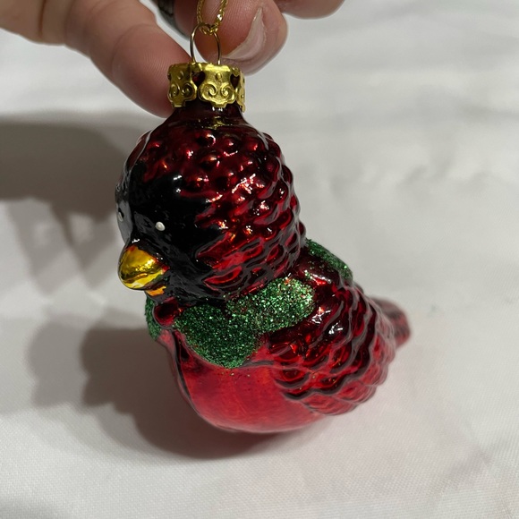 3” glass Red Robin Christmas tree ornament excellent condition - Picture 2 of 8